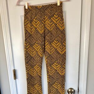 Free People - Size 0 - Gold/Mustard Yellow and Black - Crop Geometric Pant